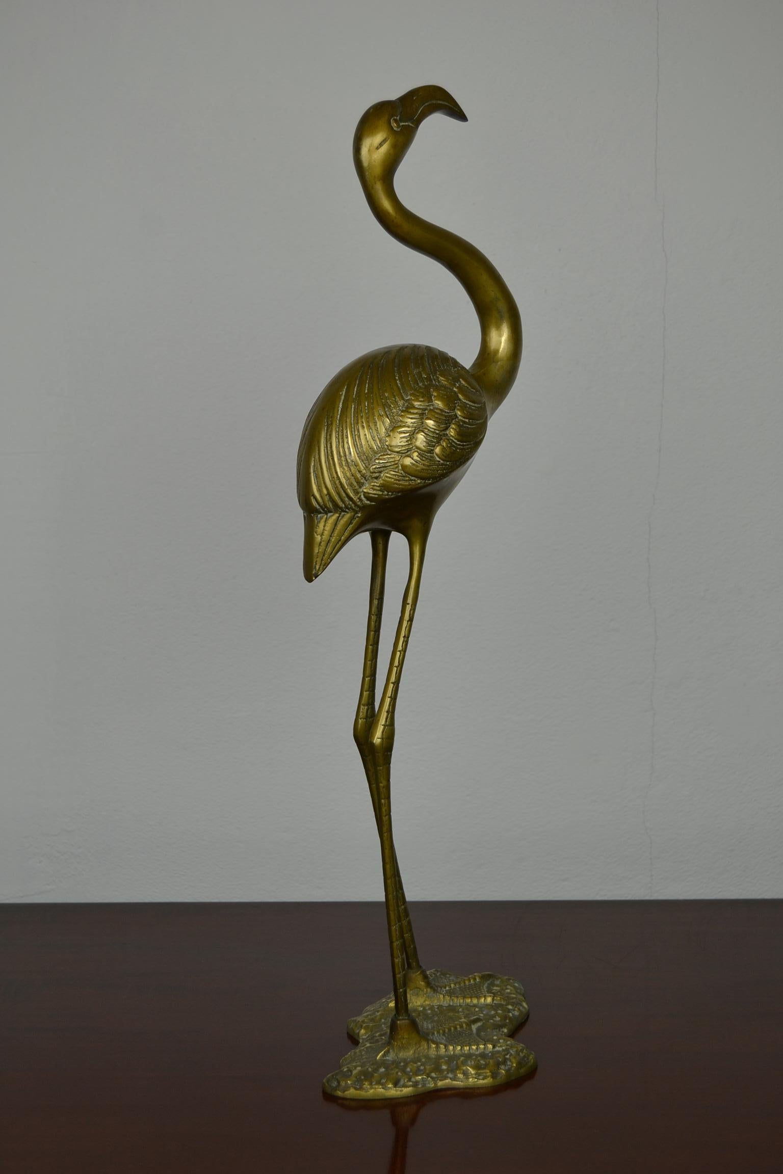 Mid-Century Messing Flamingo Figurine Sculpture 2