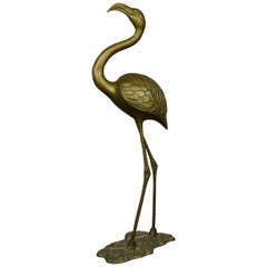 Mid-Century Messing Flamingo Figurine Sculpture