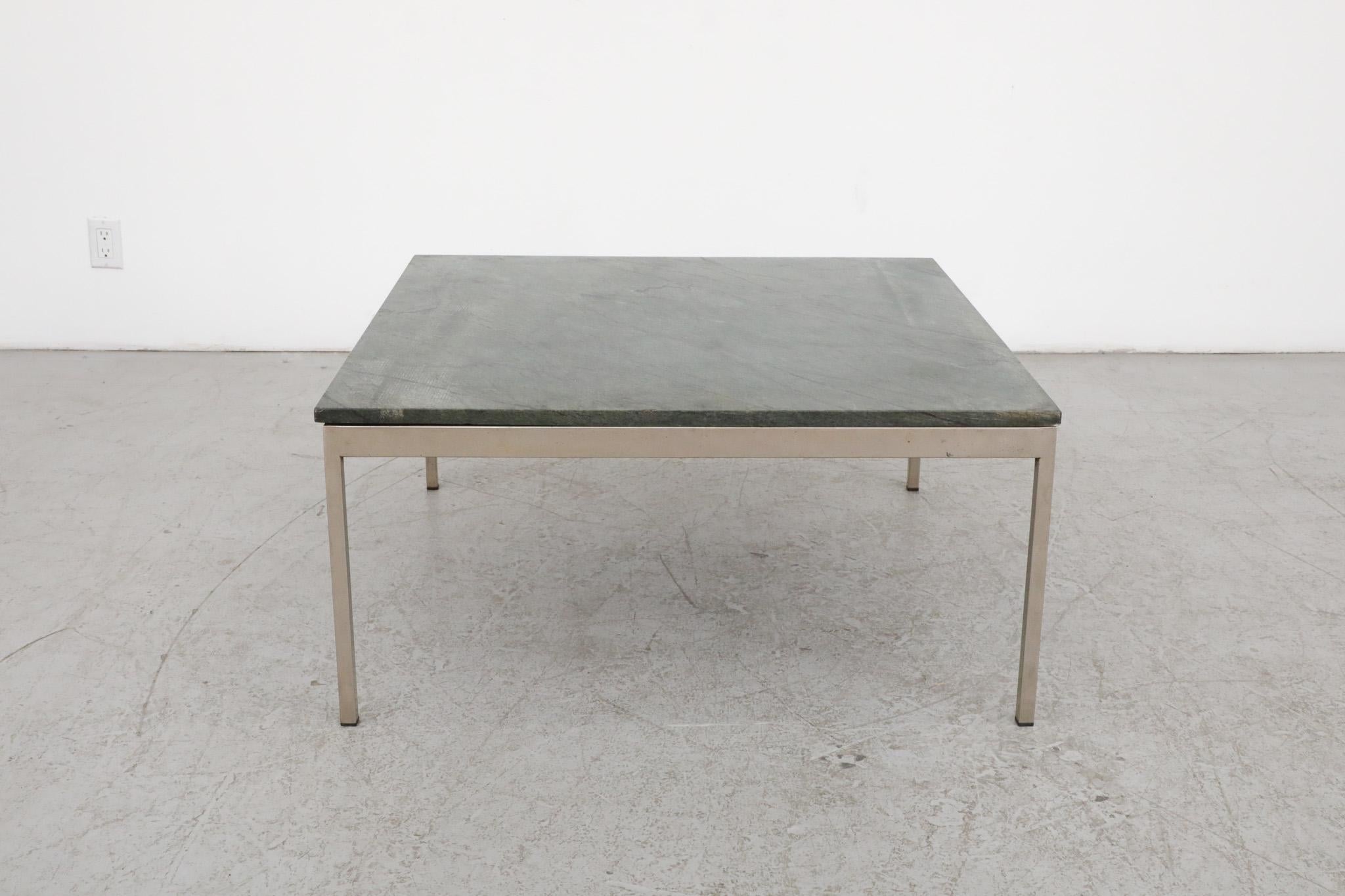Metal Mid-Century Metaform (attr) Green Marble Coffee or Side Table For Sale