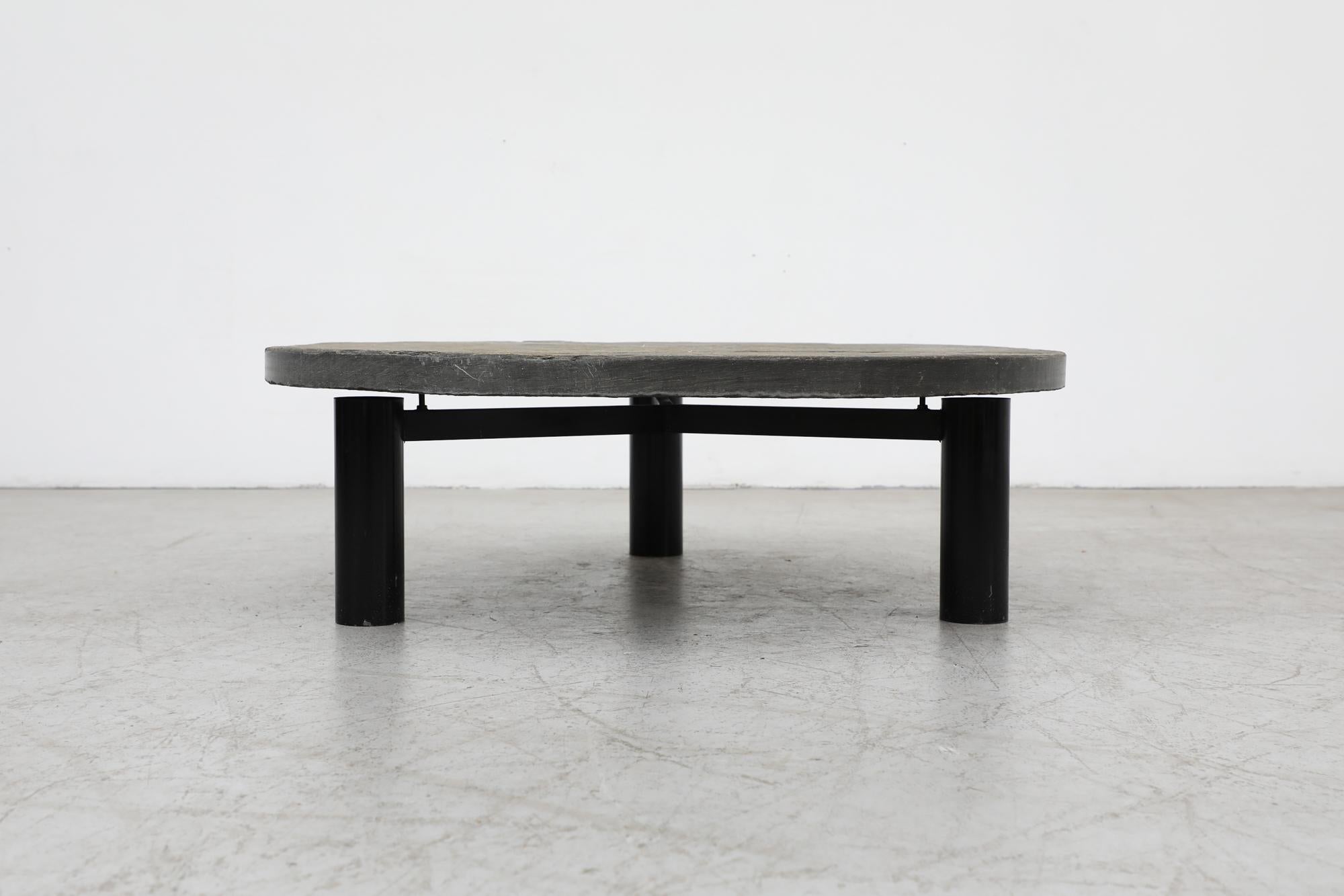 Enameled Mid-Century Metaform 'Attributed' Round Stone Coffee Table, 1970s
