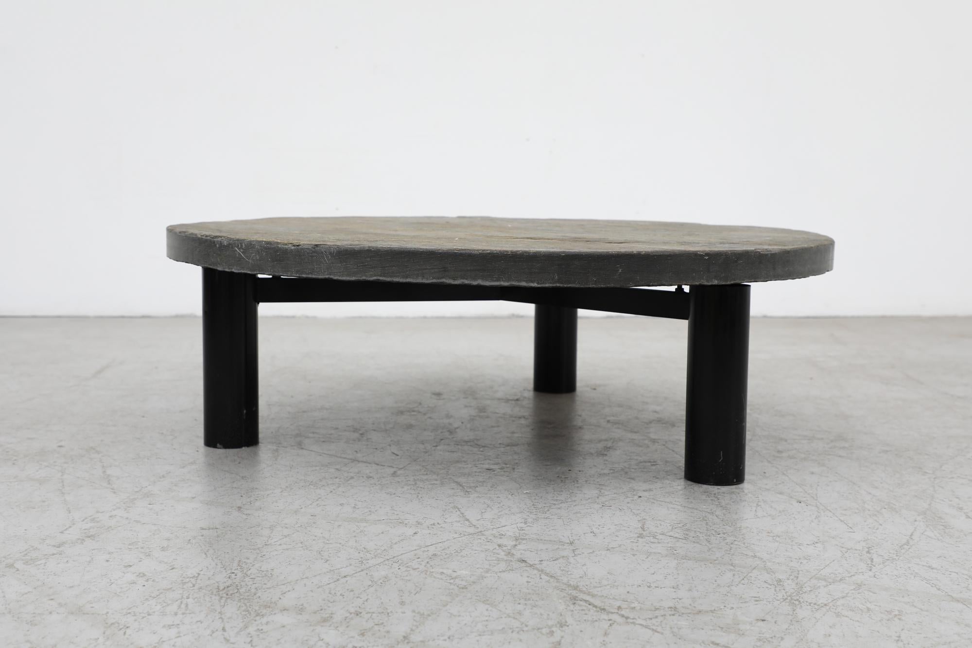Metal Mid-Century Metaform 'Attributed' Round Stone Coffee Table, 1970s