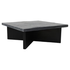 Midcentury Metaform 'Attributed' stone Coffee Table with Wooden x Base