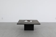 Mid-Century Metaform Attributed Square Coffee Table, Slate Top, Metal Base