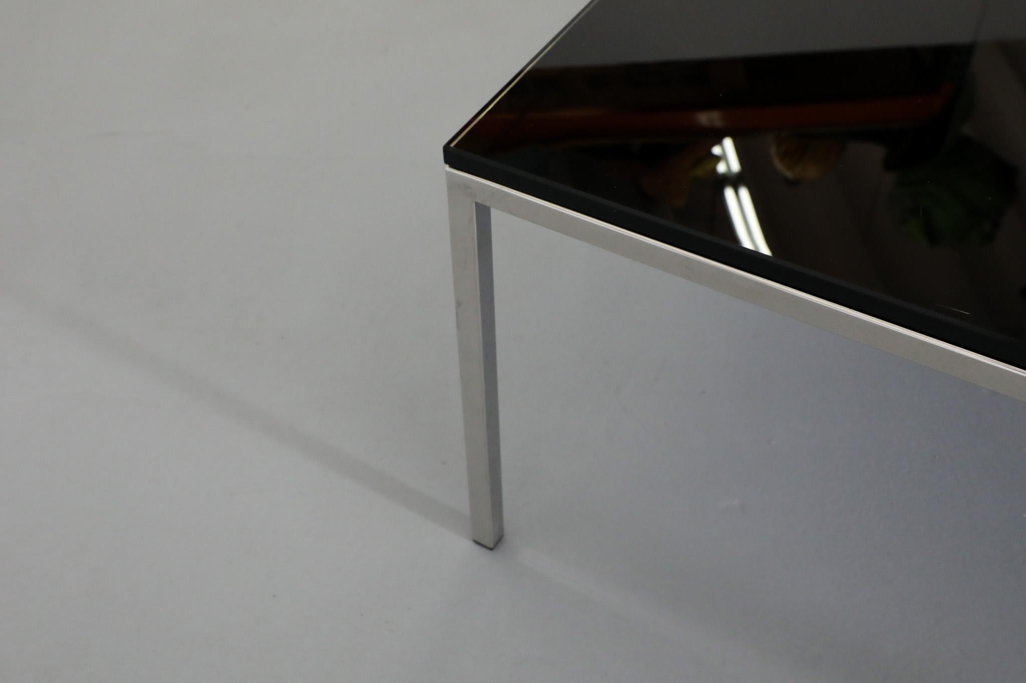 Mid-Century Metaform Black Mirrored Glass and Chrome Coffee Table For Sale 4