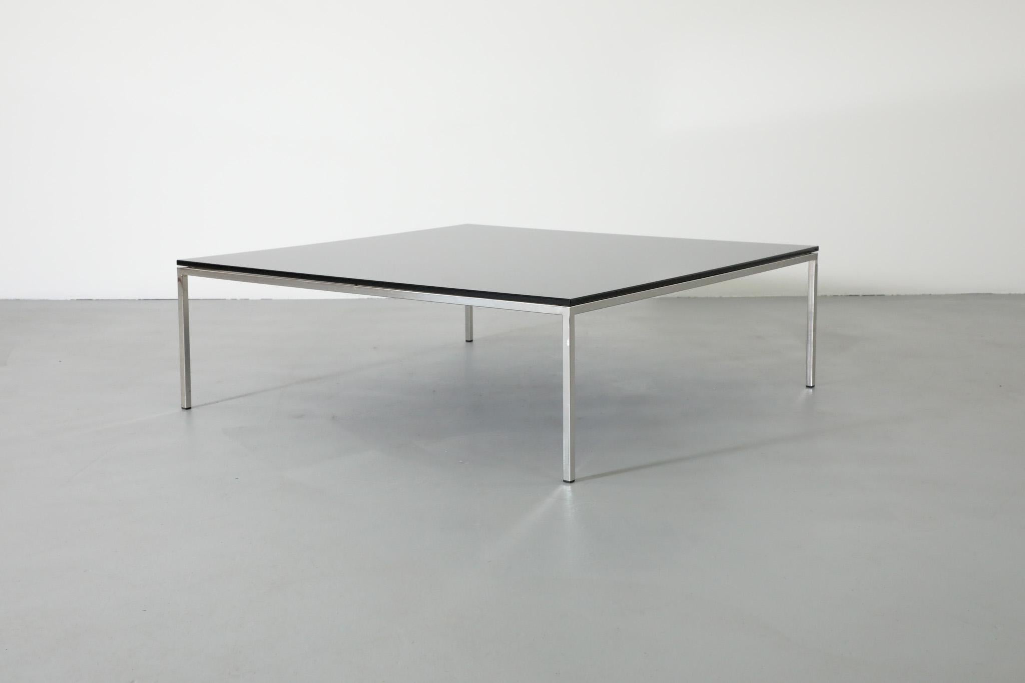 Mid-Century Modern Mid-Century Metaform Black Mirrored Glass and Chrome Coffee Table For Sale