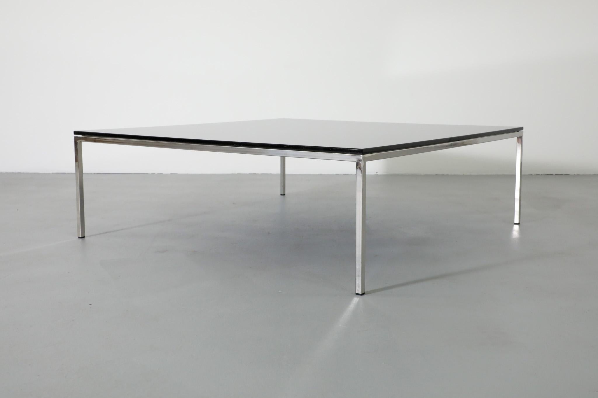 Late 20th Century Mid-Century Metaform Black Mirrored Glass and Chrome Coffee Table For Sale