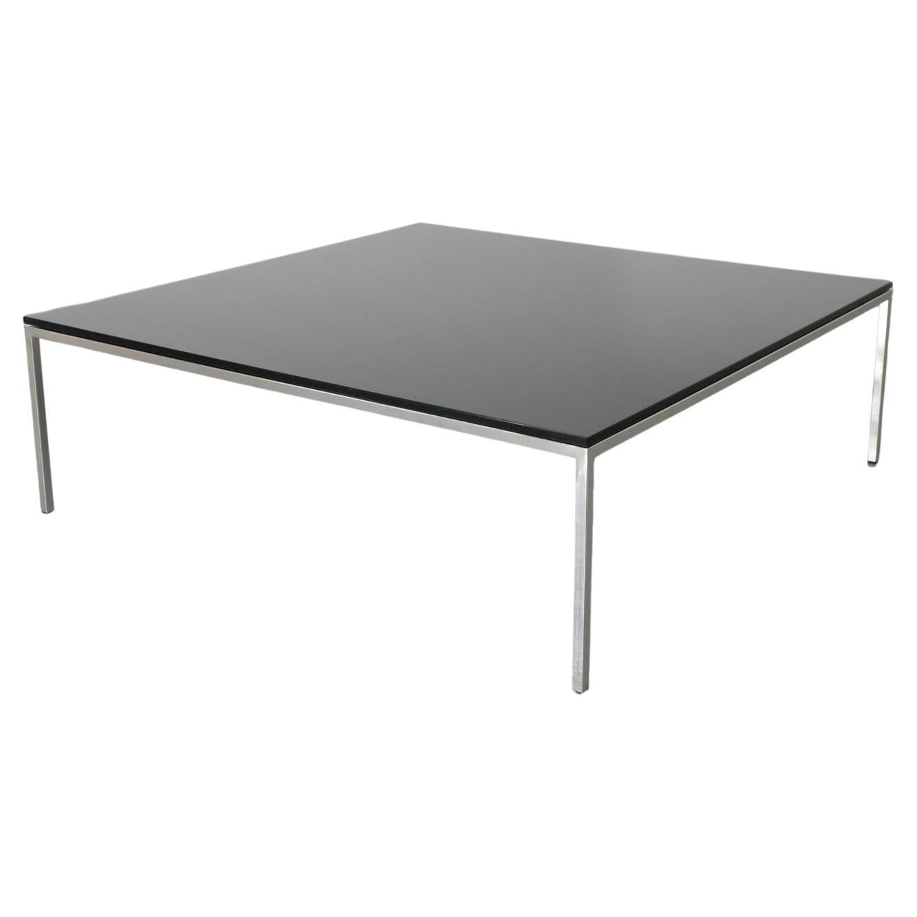 Mid-Century Metaform Black Mirrored Glass and Chrome Coffee Table For Sale