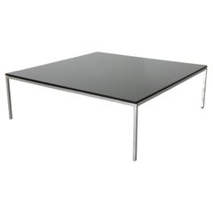 Mid-Century Metaform Black Mirrored Glass & Chrome Coffee Table