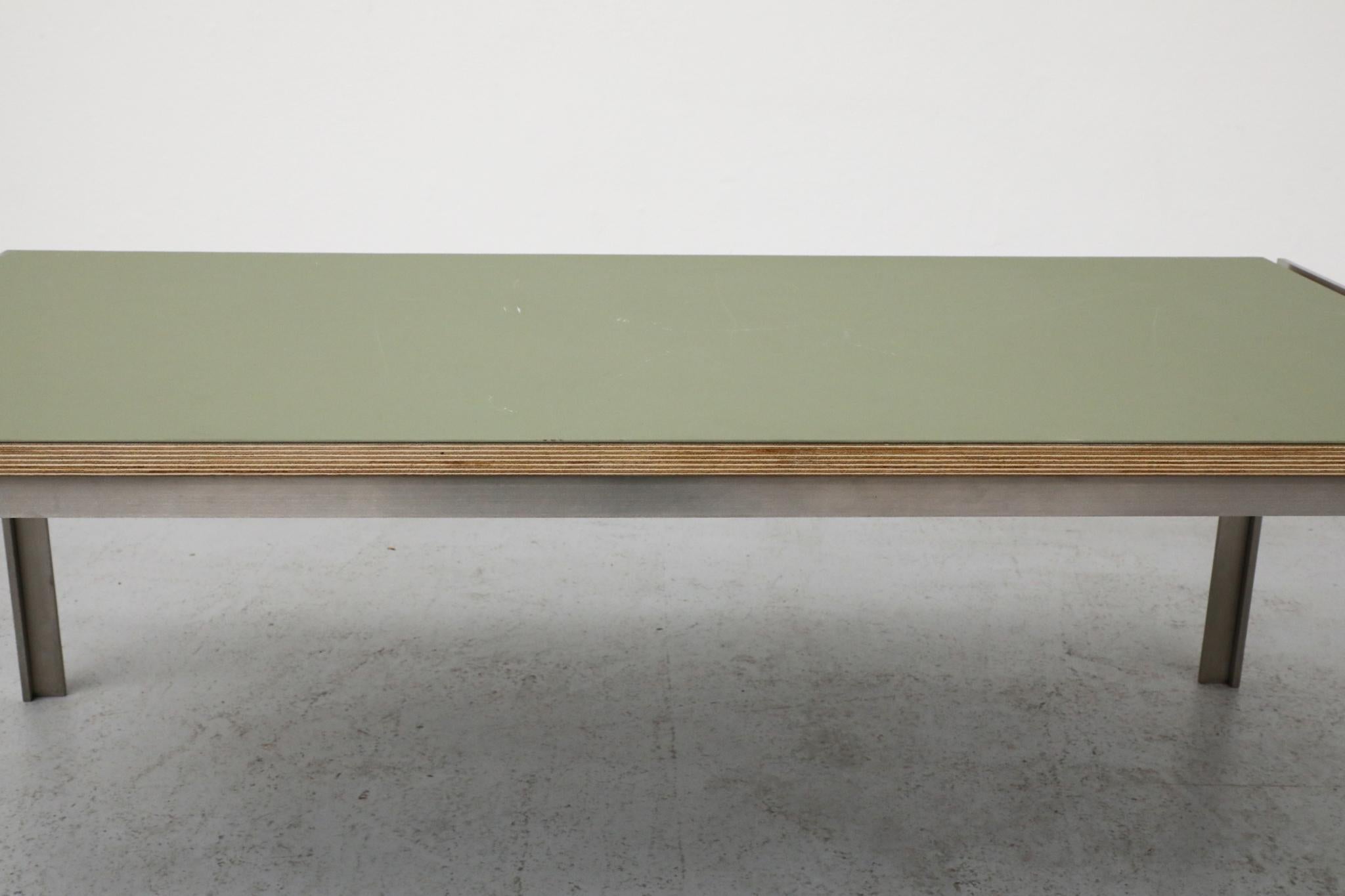 Mid-Century Metaform Coffee Table with Green Laminate Top and Steel Base For Sale 7
