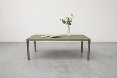 Table basse Metaform du milieu du siècle avec plateau en stratifié vert et base en acier