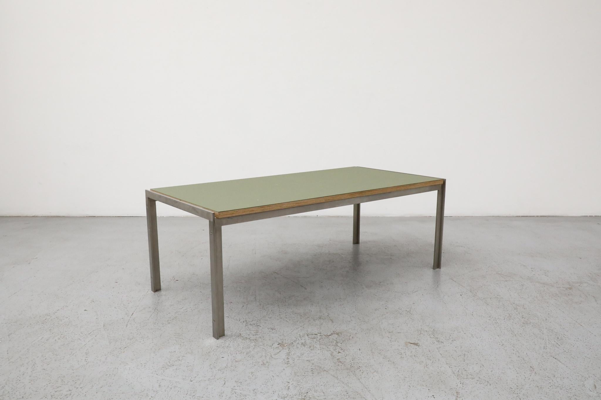 Late 20th Century Mid-Century Metaform Coffee Table with Green Laminate Top and Steel Base For Sale