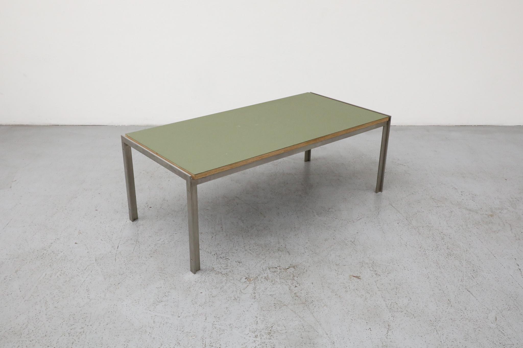 Mid-Century Metaform Coffee Table with Green Laminate Top and Steel Base For Sale 1