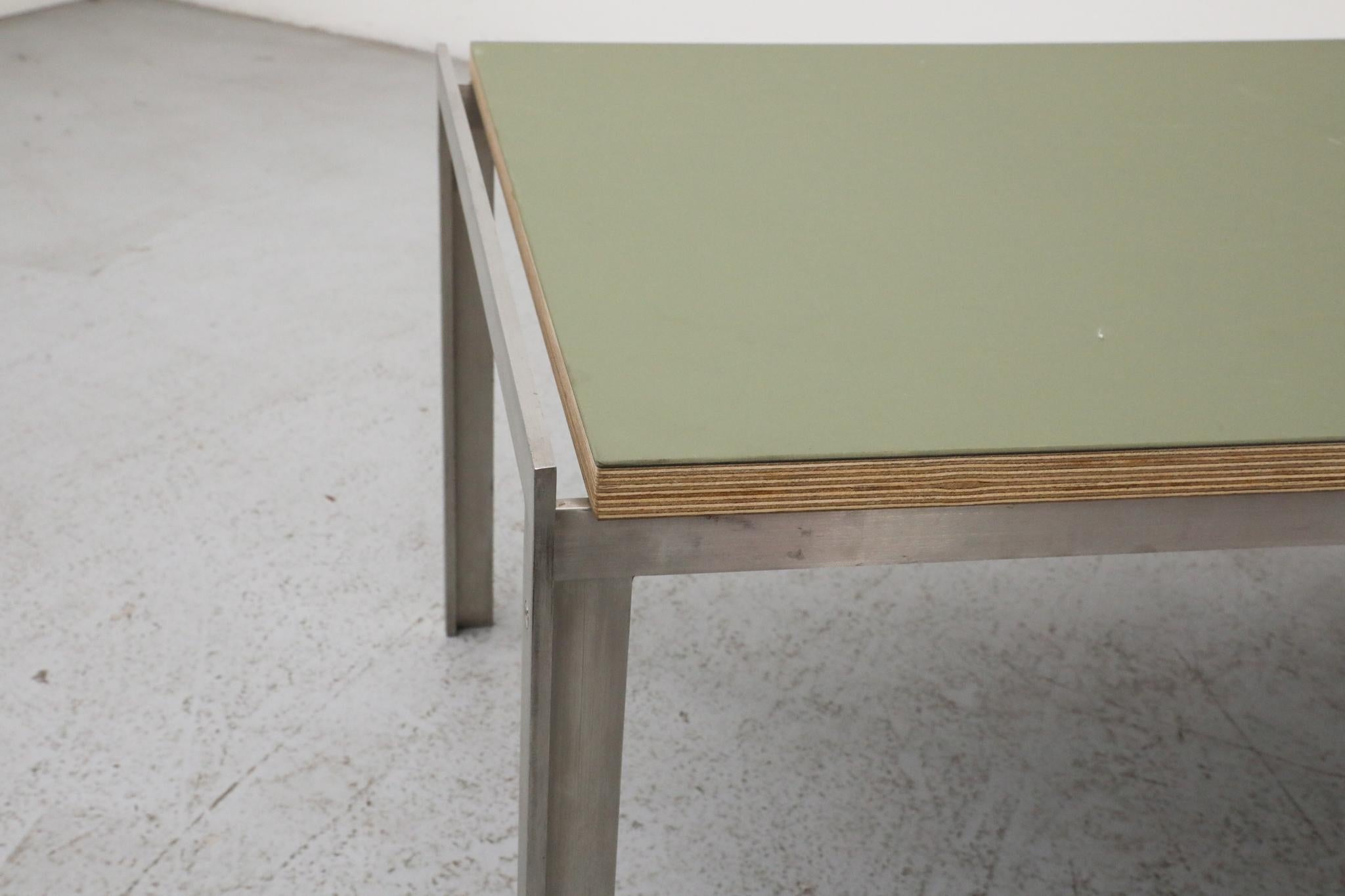 Mid-Century Metaform Coffee Table with Green Laminate Top and Steel Base For Sale 3