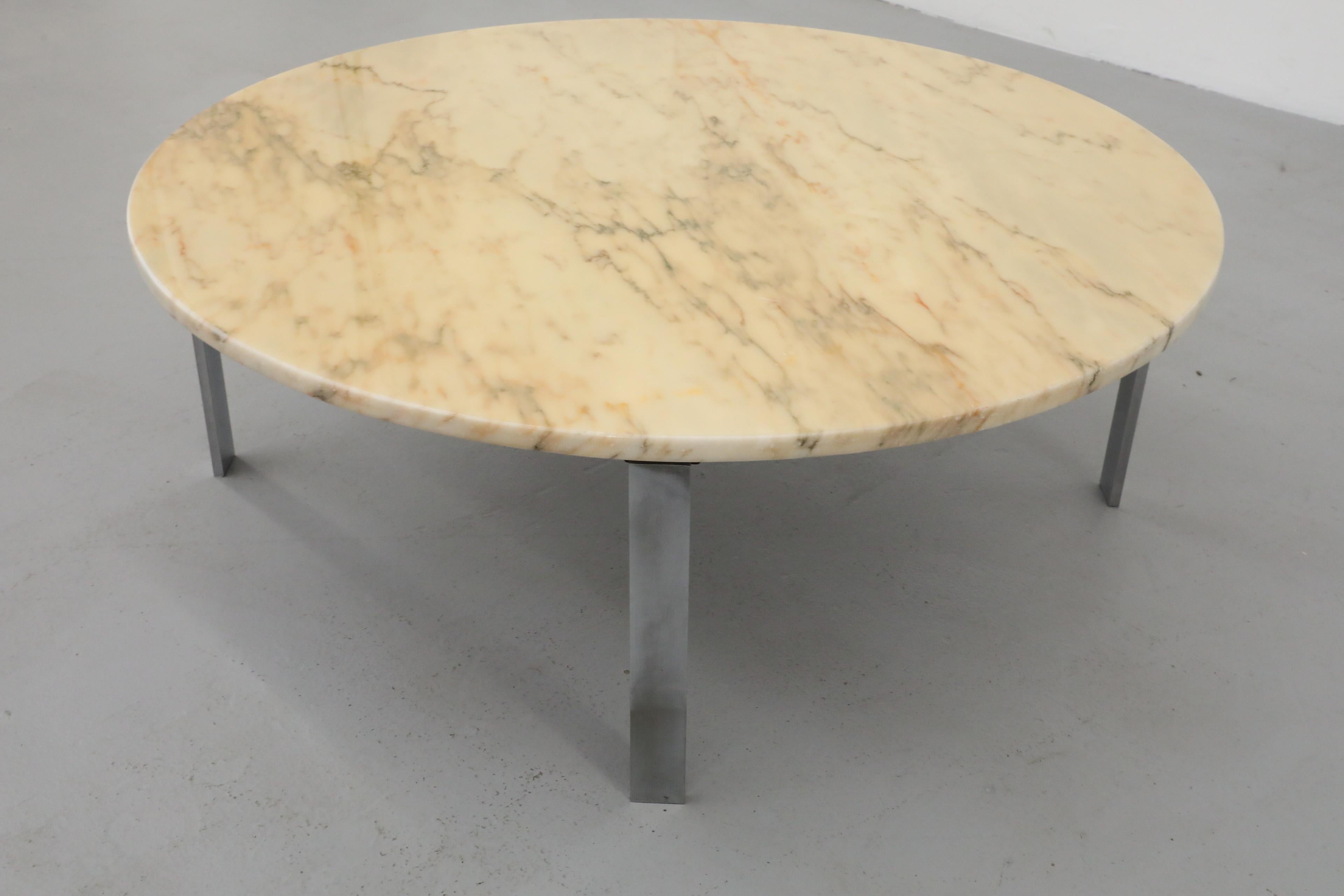 Mid-Century Metaform Marble Chrome Coffee Table Base with Vintage Marble Top For Sale 4