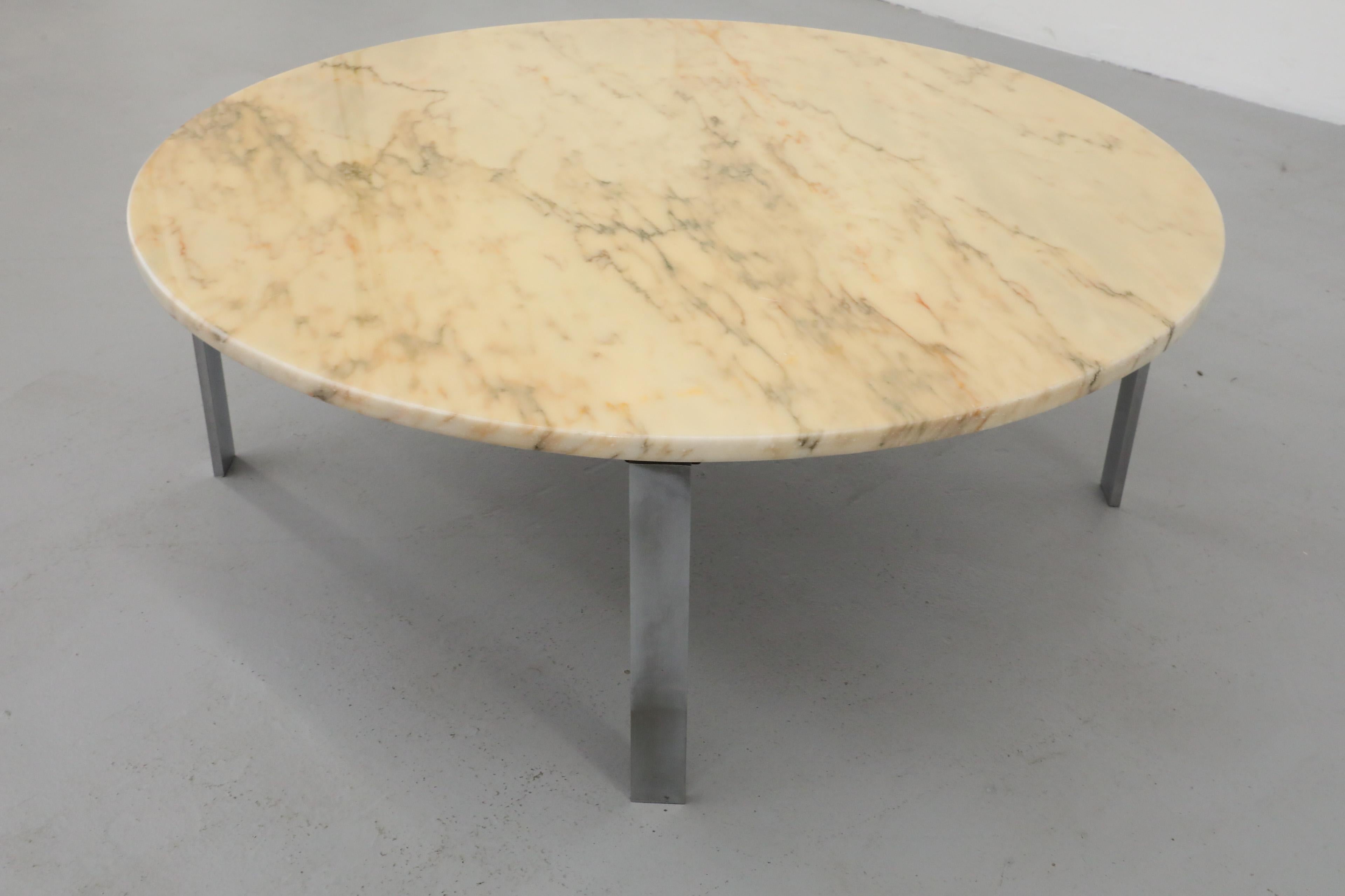 Mid-Century Metaform Chrome Coffee Table Base with Vintage Marble Top For Sale 5