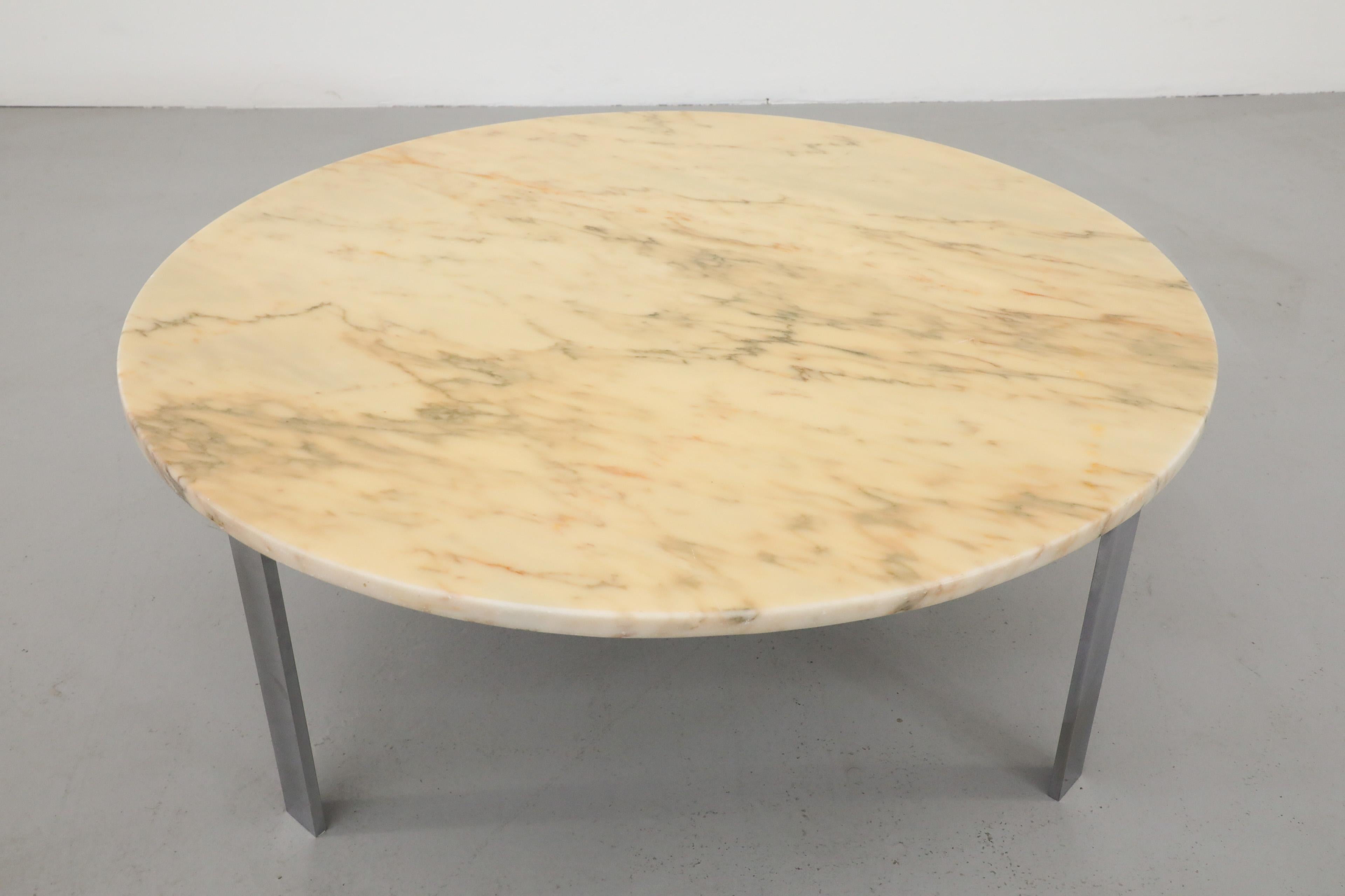 Mid-Century Metaform Marble Chrome Coffee Table Base with Vintage Marble Top For Sale 5