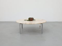 Base de table basse chromée Metaform du milieu du siècle dernier avec plateau en marbre vintage