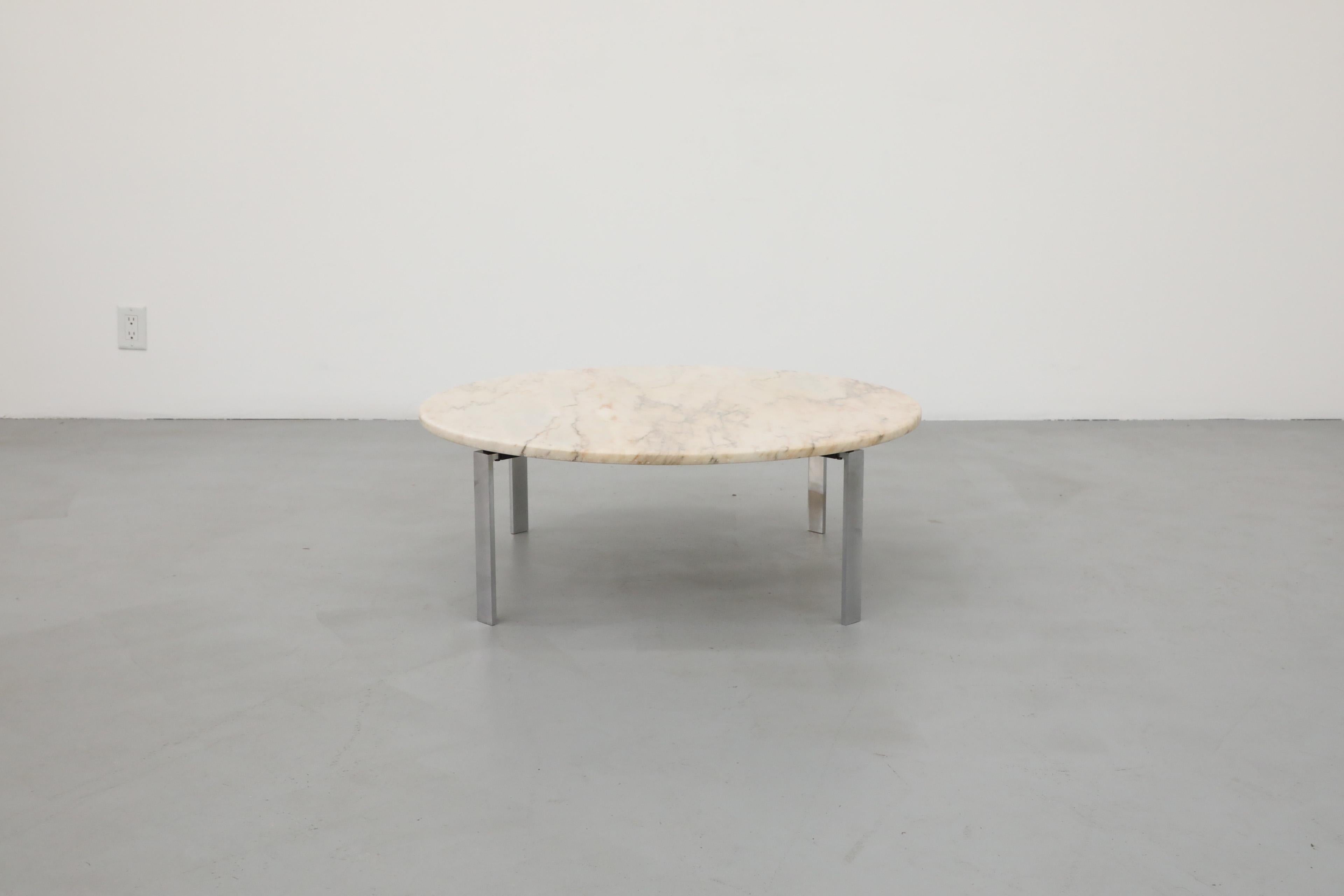 Mid-Century Modern Mid-Century Metaform Chrome Coffee Table Base with Vintage Marble Top For Sale