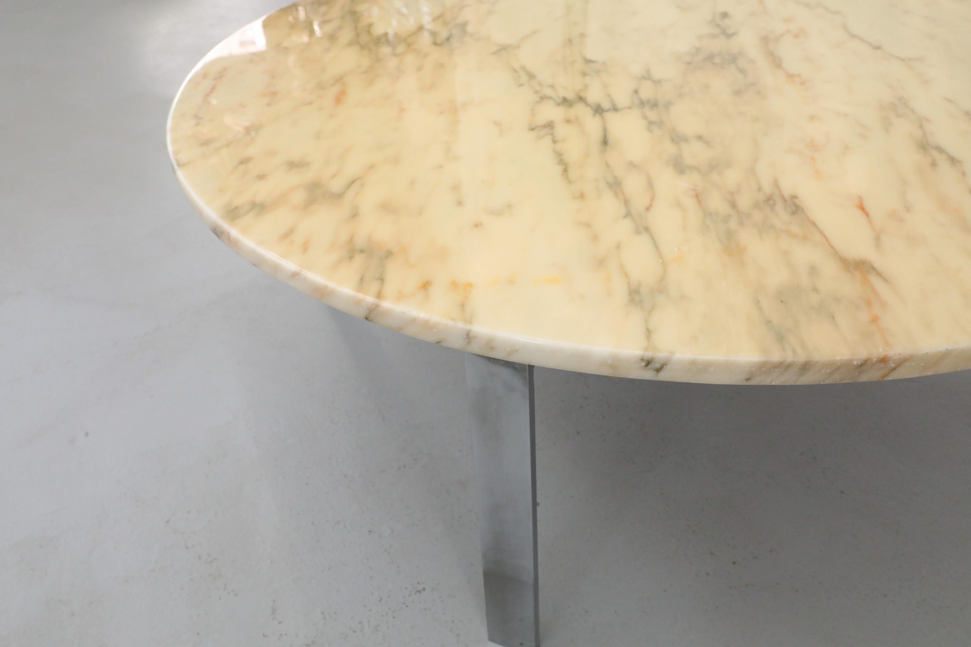 Mid-20th Century Mid-Century Metaform Chrome Coffee Table Base with Vintage Marble Top For Sale