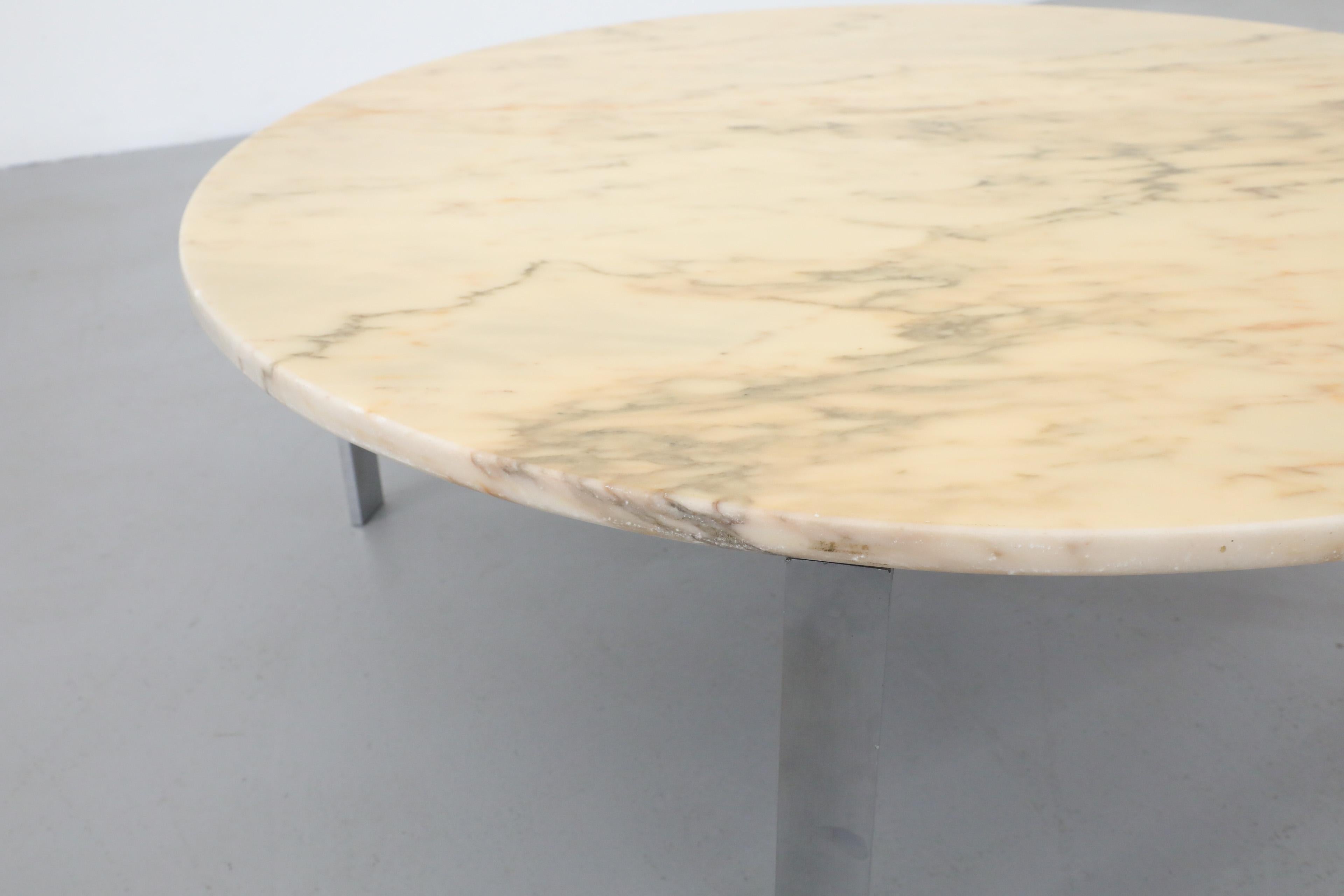 Metal Mid-Century Metaform Marble Chrome Coffee Table Base with Vintage Marble Top