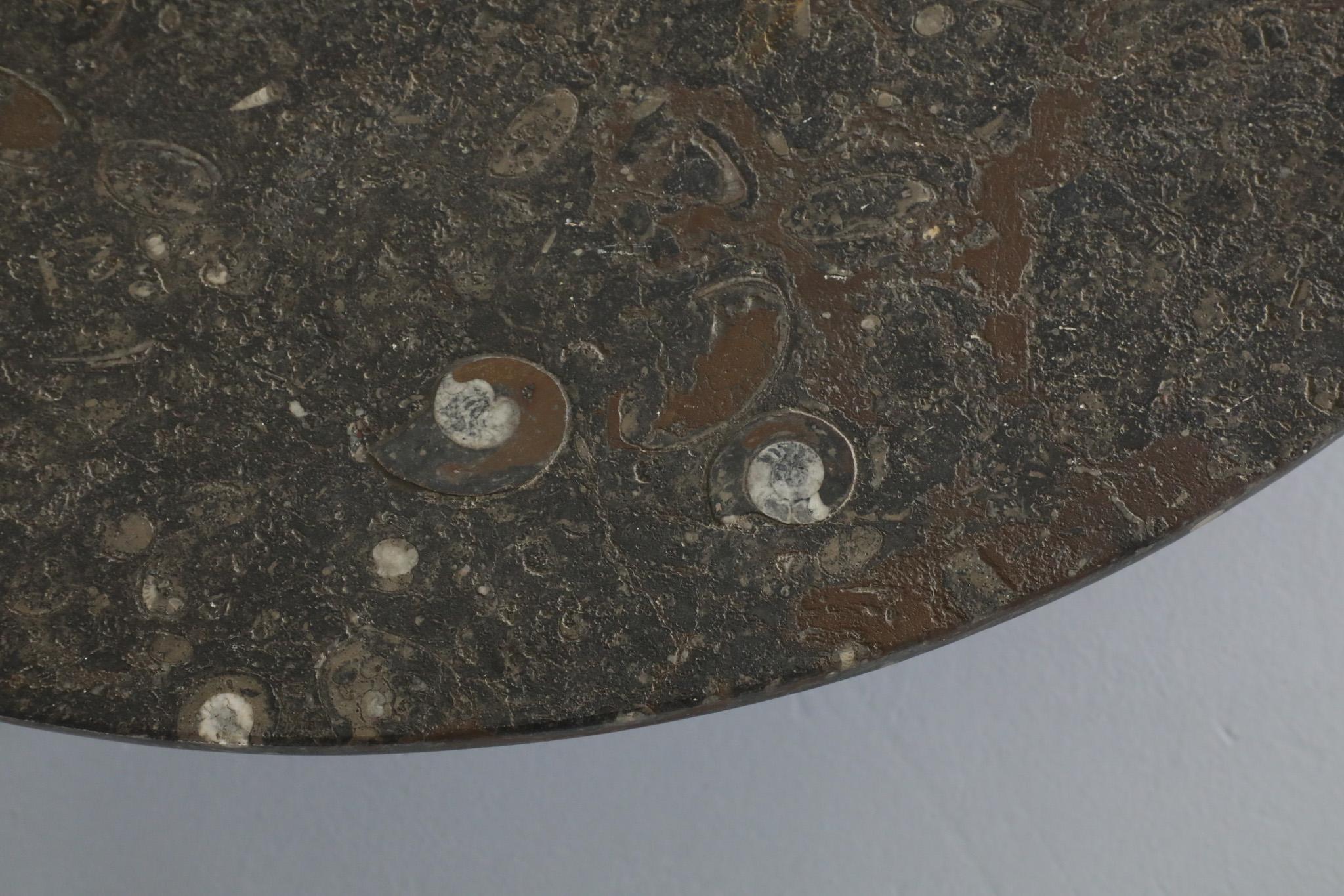 Mid-Century Metaform Style Round Fossil Stone Coffee Table 3