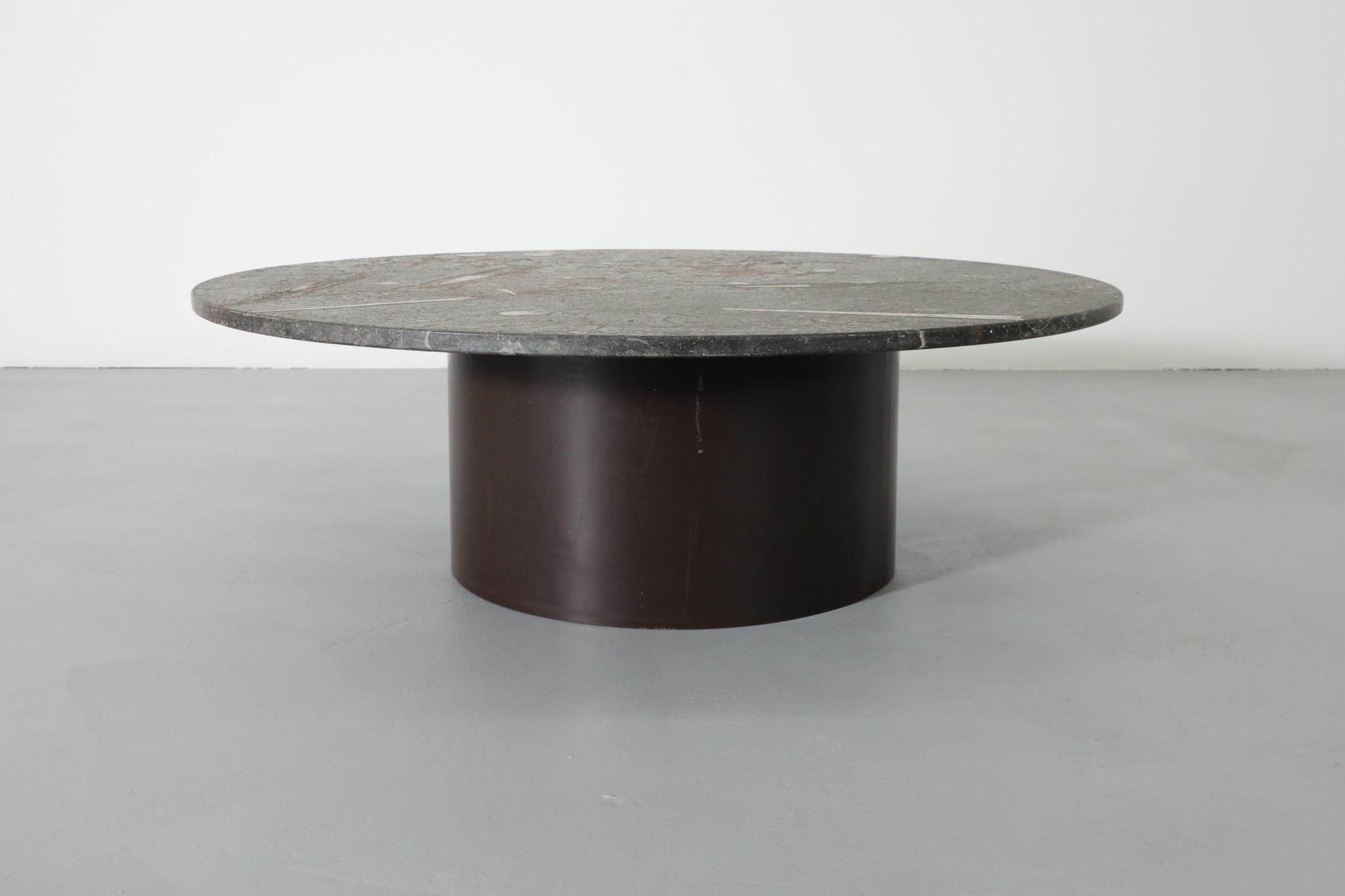 Mid-Century Modern Mid-Century Metaform Style Round Fossil Stone Coffee Table