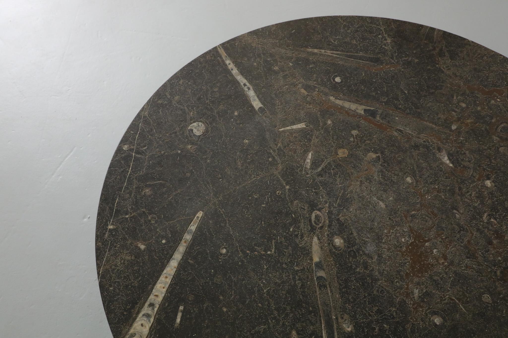 Mid-20th Century Mid-Century Metaform Style Round Fossil Stone Coffee Table