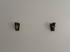 Mid-Century Metal and Brass Pair of Wall Lamps, 1960s, Italy