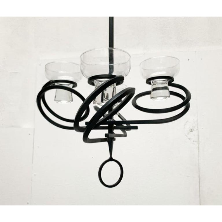 Mid-Century Modern Mid-Century Metal and Glass Candleholder Pendant, 1960s For Sale