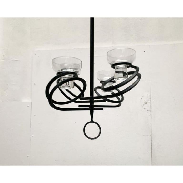 Mid-Century Metal and Glass Candleholder Pendant, 1960s For Sale 3