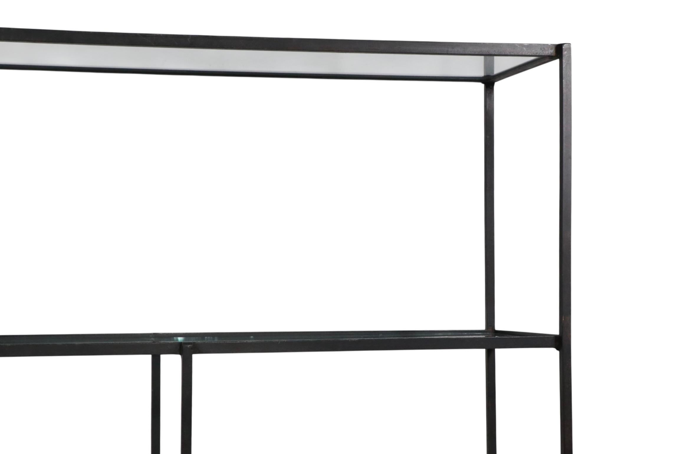 Mid Century Metal and Glass Dispaly Shelf after Weinberg For Sale 4