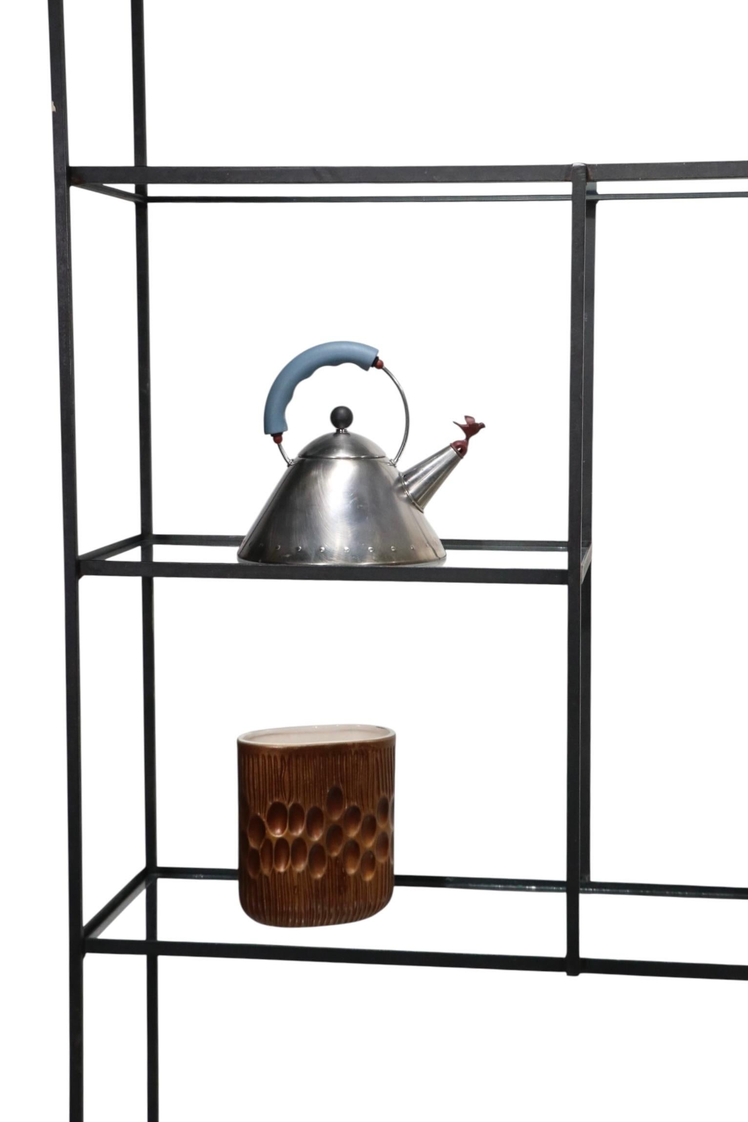 Mid Century Metal and Glass Dispaly Shelf after Weinberg For Sale 8