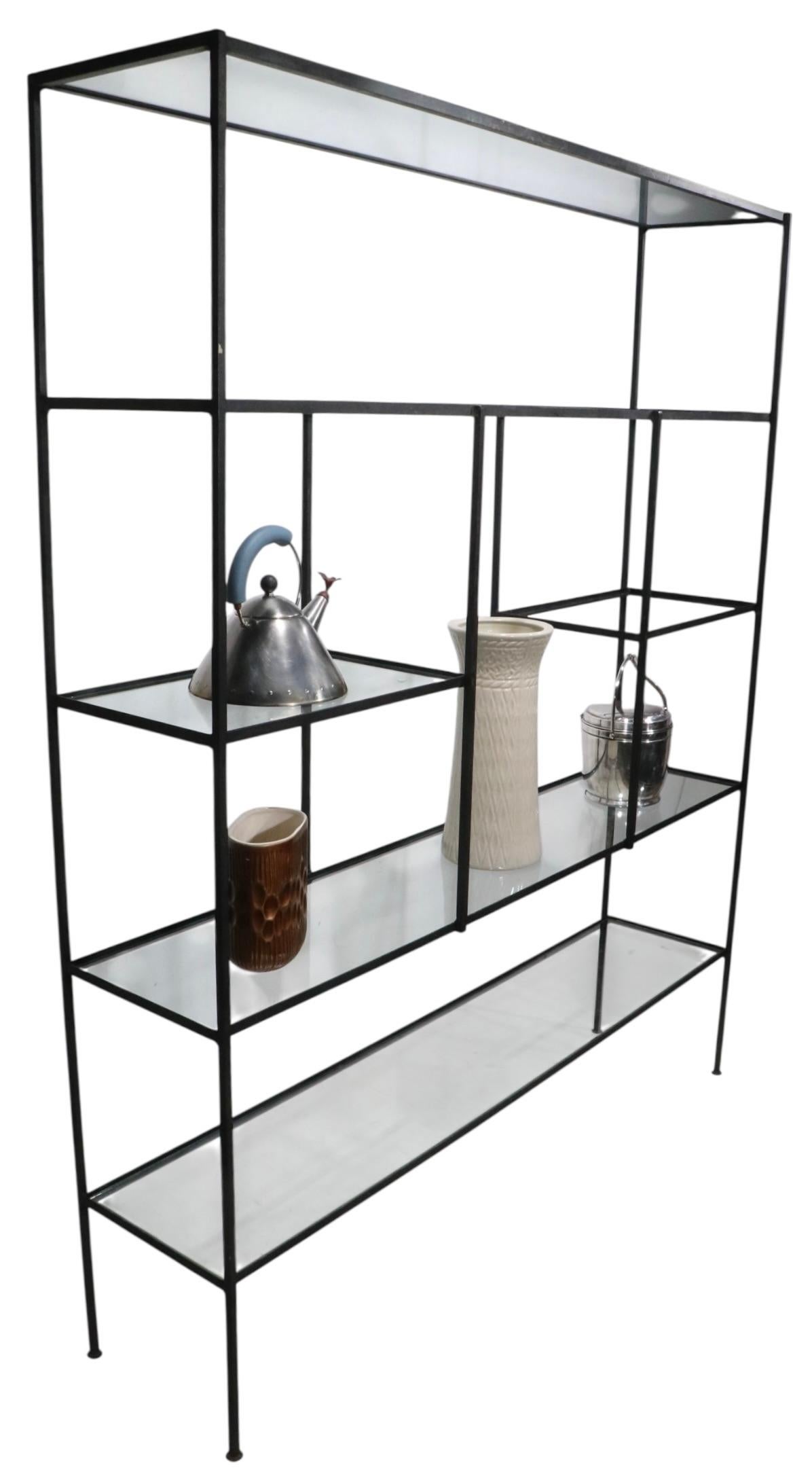 Mid Century Metal and Glass Dispaly Shelf after Weinberg For Sale 9