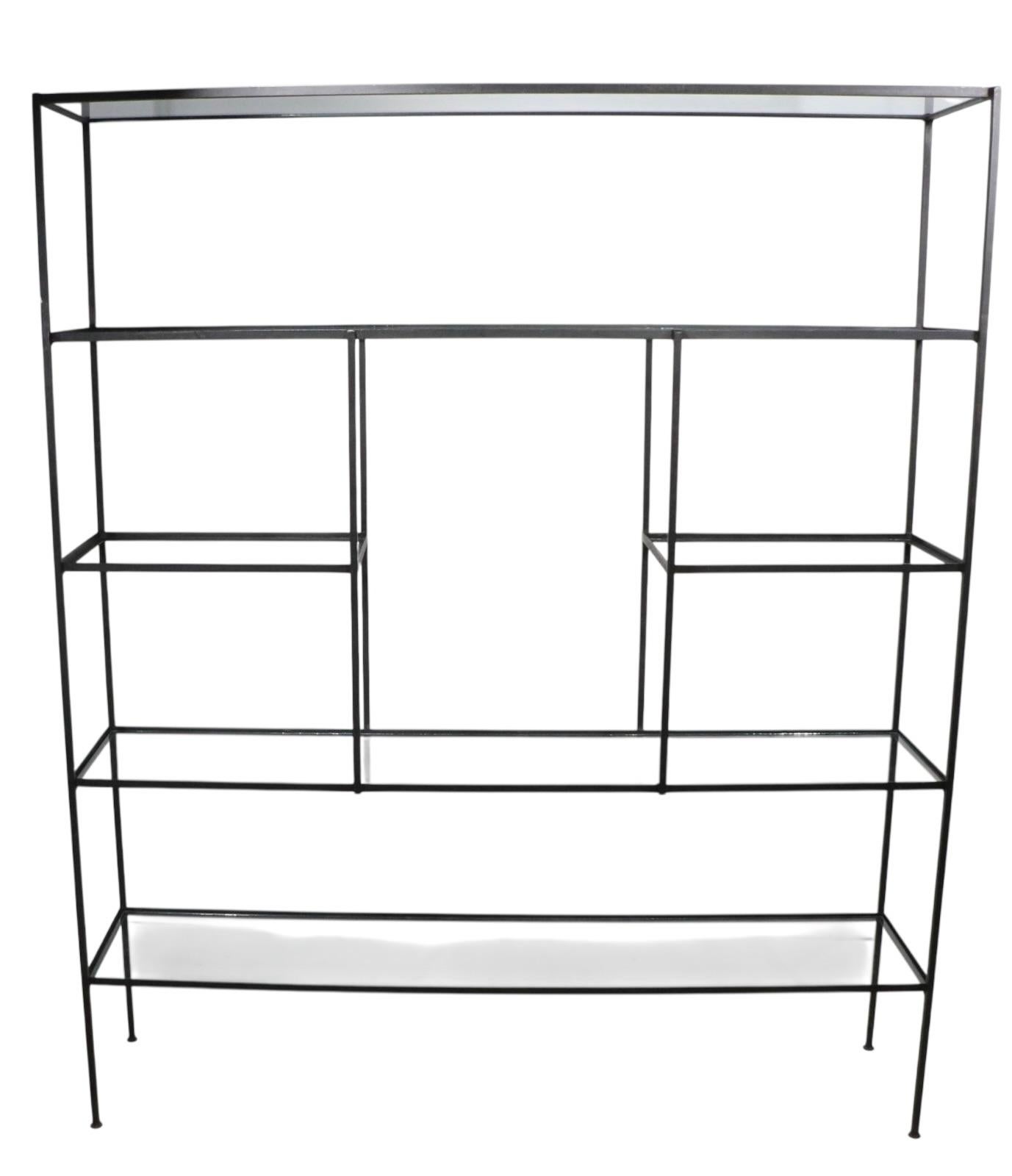 Mid-Century Modern Mid Century Metal and Glass Dispaly Shelf after Weinberg For Sale