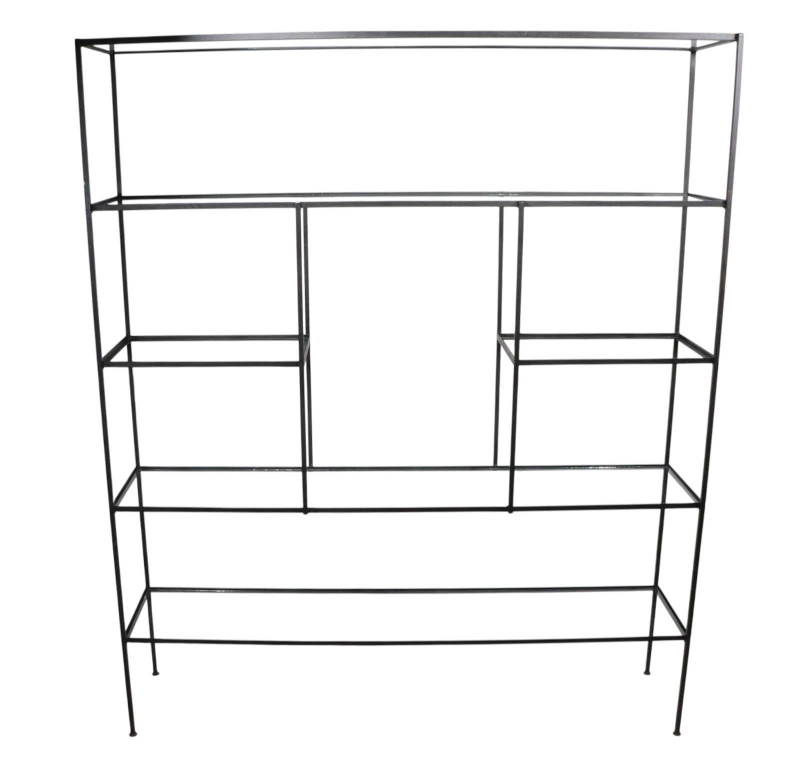 American Mid Century Metal and Glass Dispaly Shelf after Weinberg For Sale