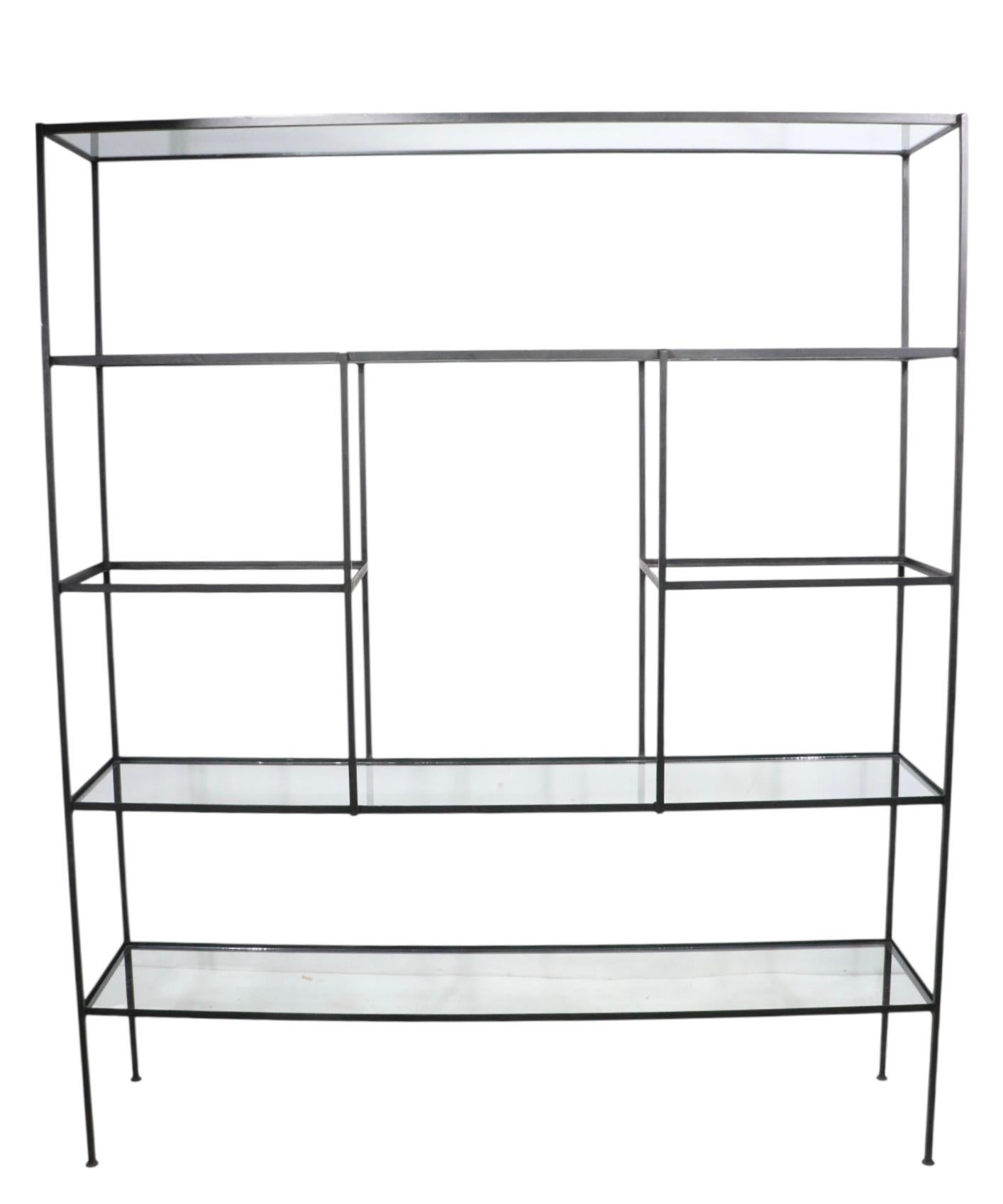 Mid Century Metal and Glass Dispaly Shelf after Weinberg For Sale 1