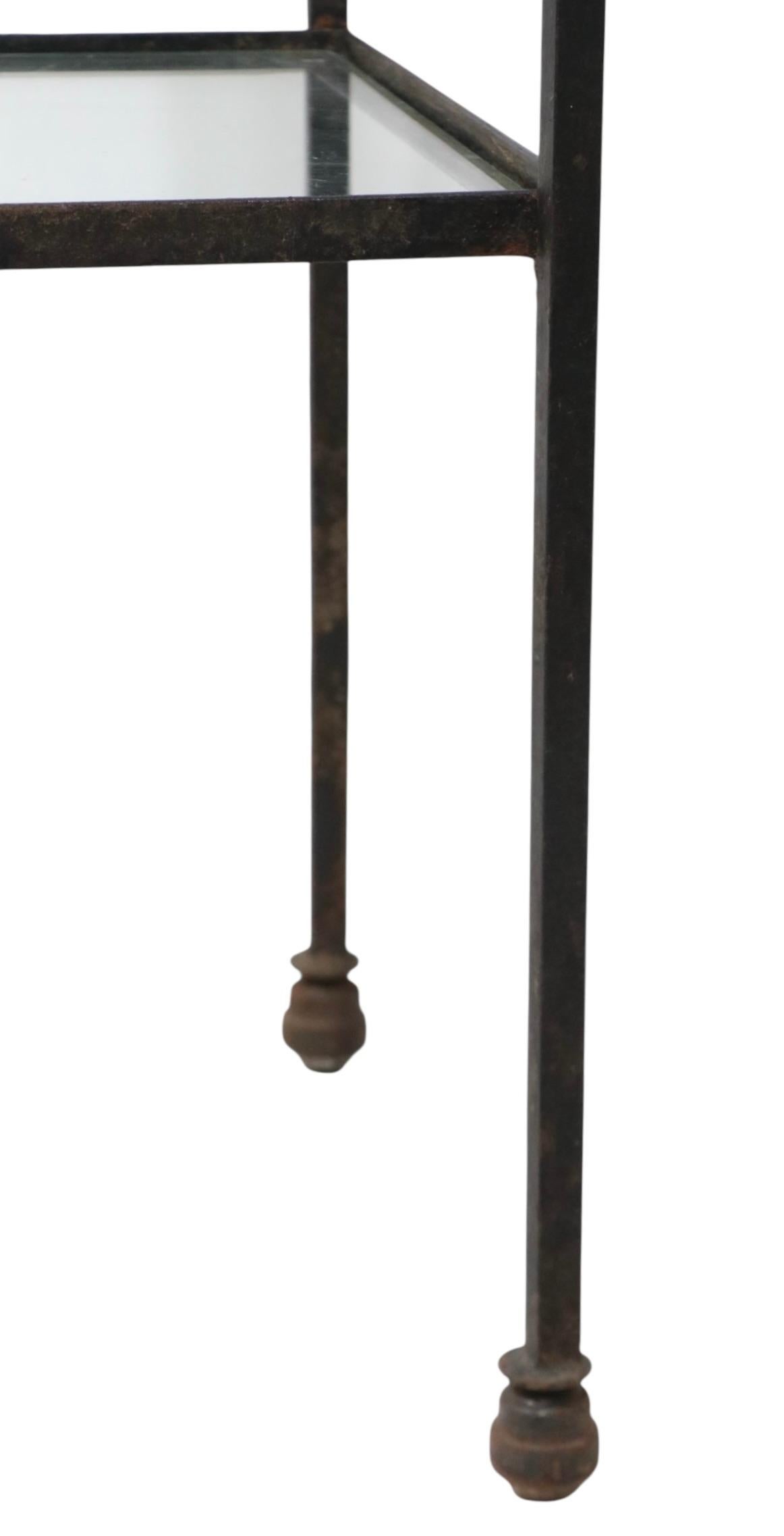 Mid Century Metal and Glass Freestanding Shelf Unit after Weinberg c 1950's In Good Condition For Sale In New York, NY