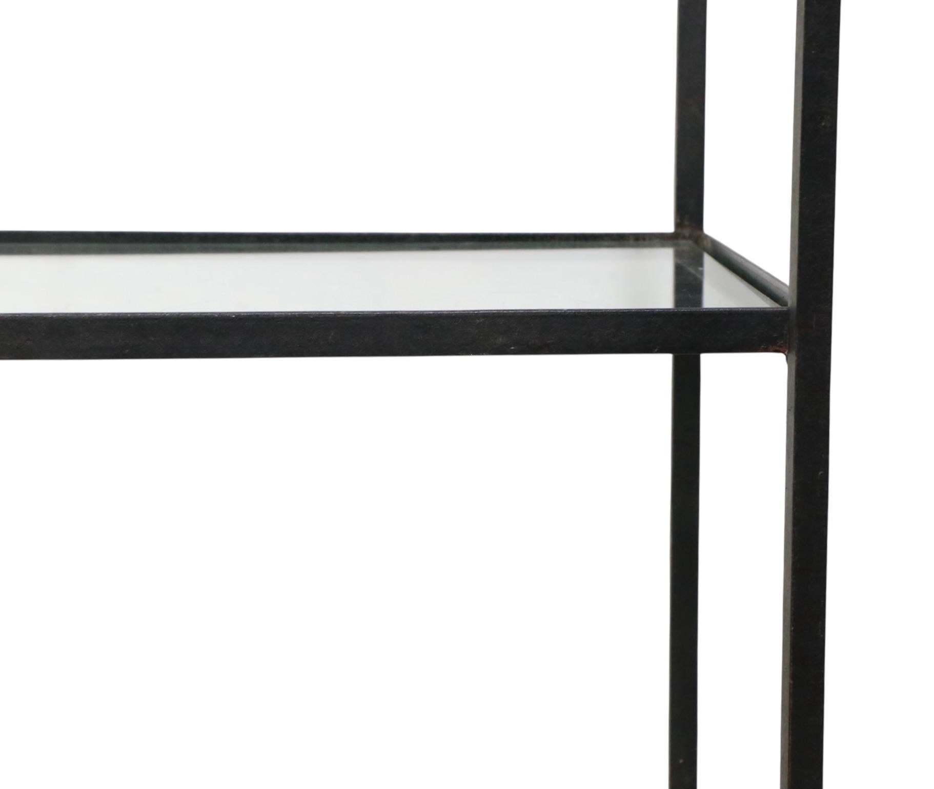 20th Century Mid Century Metal and Glass Freestanding Shelf Unit after Weinberg c 1950's For Sale