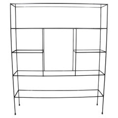 Mid Century Metal and Glass Freestanding Shelf Unit after Weinberg c 1950's
