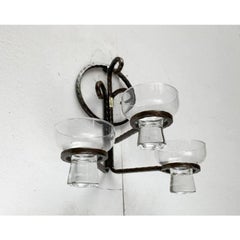 Mid-Century Metal and Glass Wall Candleholder from Cawa, Denmark, 1960s