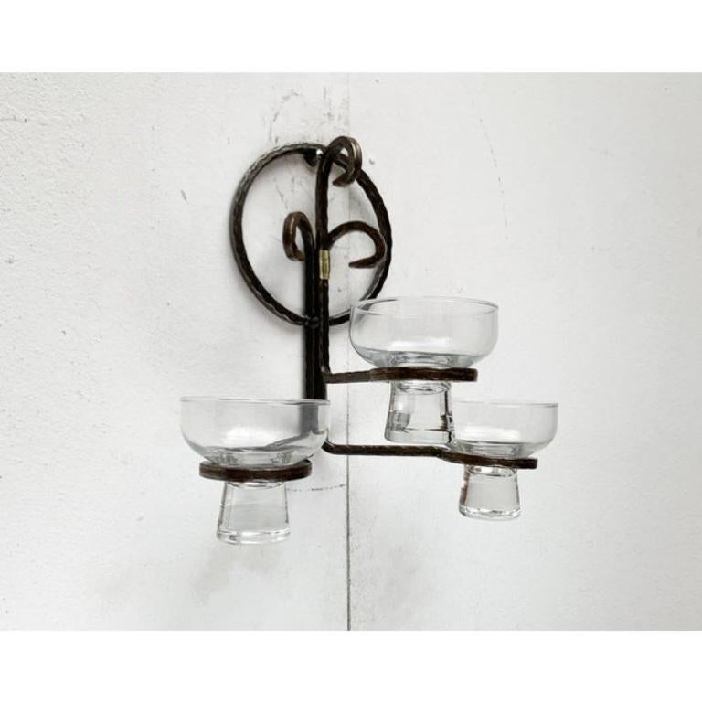 Wandkerzenhalter aus Metall und Glas aus der Mitte des Jahrhunderts von Cawa, Dänemark, 1960er Jahre (Moderne der Mitte des Jahrhunderts) im Angebot