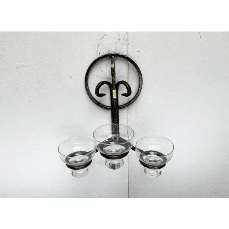 Wandkerzenhalter aus Metall und Glas aus der Mitte des Jahrhunderts von Cawa, Dänemark, 1960er Jahre (Dänisch) im Angebot