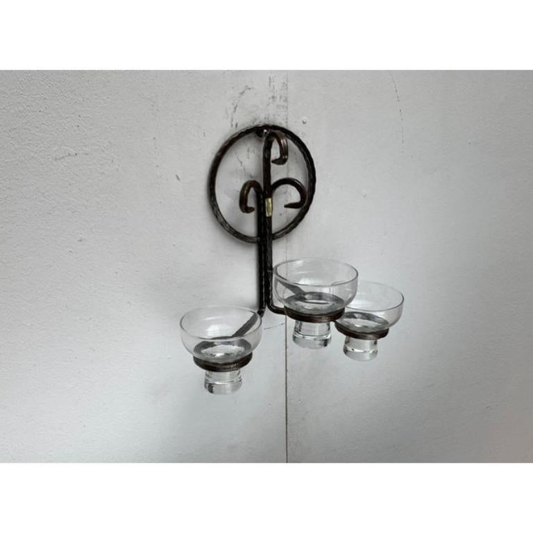 Wandkerzenhalter aus Metall und Glas aus der Mitte des Jahrhunderts von Cawa, Dänemark, 1960er Jahre (20. Jahrhundert) im Angebot