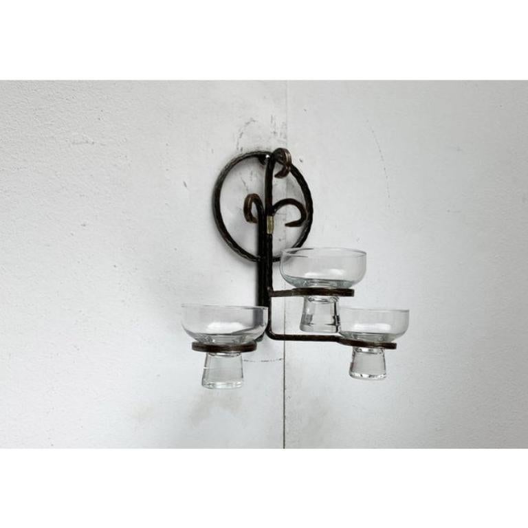 Wandkerzenhalter aus Metall und Glas aus der Mitte des Jahrhunderts von Cawa, Dänemark, 1960er Jahre im Angebot 1