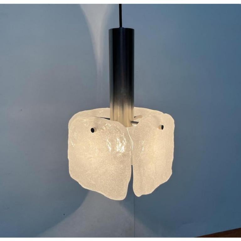 Lampada a sospensione Bernstein di Kalmar, 1960, in metallo e vetro ghiaccio. in vendita 5