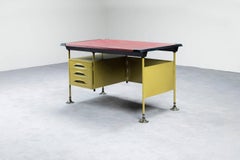 Mid-Century Metal and Leatherette Desk, Spazio Series, BBPR for Olivetti, Italy