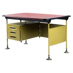 Mid-Century Metal and Leatherette Desk, Spazio Series, BBPR for Olivetti, Italy