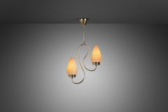 Mid-Century Metal and Opal Glass Ceiling Lamp, Europe 1950s