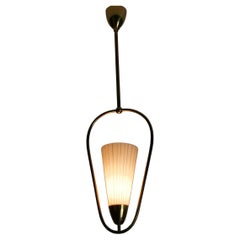 Plafonnier du milieu du siècle dernier en laiton et verre opale, Allemagne, années 1960