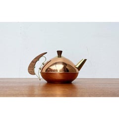 Mid-Century Metal and Teak Teapot, 1960s